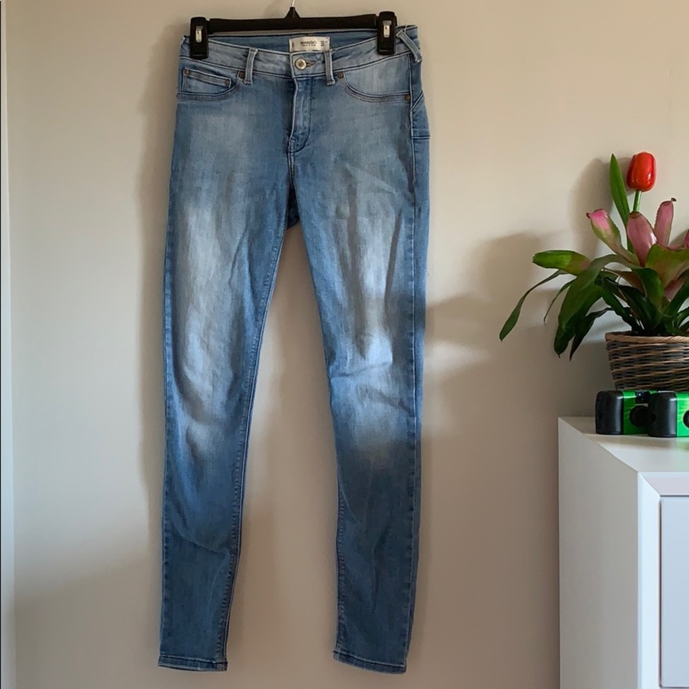 MANGO Light Wash Low Raise Jeans